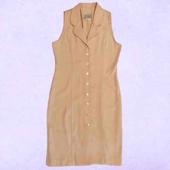 90's nude sleeveless button down dress - Picture 8 of 14